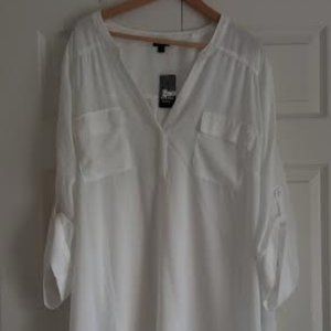 NWT Torrid Harper Georgette white/ivory 3/4 sleeve blouse 5X